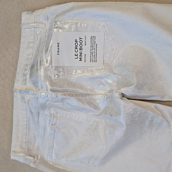 Frame cropped jeans, white/silver patina finish, size 28 - Picture 4 of 6